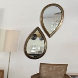 Crate and Barrel Brass Teardrop Mirror Set (2)