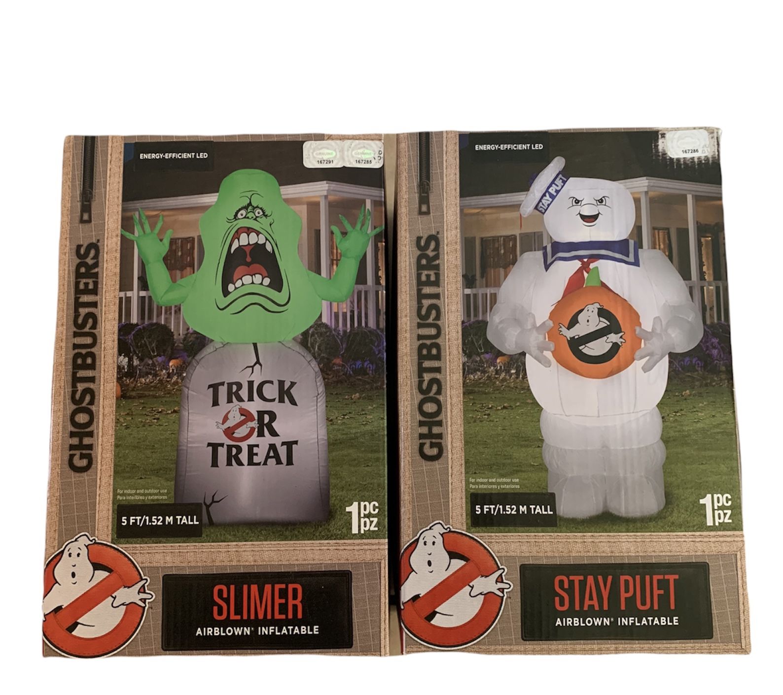 GHOSTBUSTERS STAY PUFT & SLIMER  5ft. Airblown Halloween Inflatables