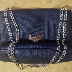 Aldo Black and Gold Quilted Crossbody Bag