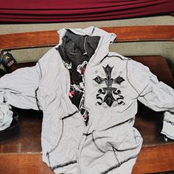 Vintage Y2k Double Sided Affliction Zip Up 
