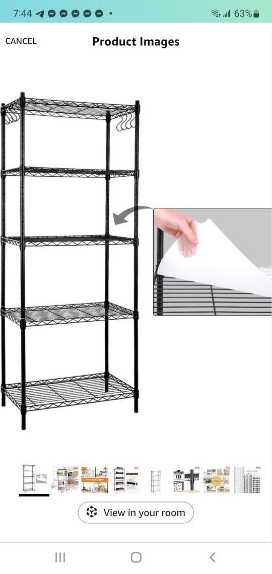 BRAND NEW..EFINE 5-Shelf Shelving Unit with Shelf Liners set of 5, NSF Certified, Adjustable, Steel