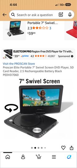Portable DVD swivel screen usb mp3 sd card with car plug