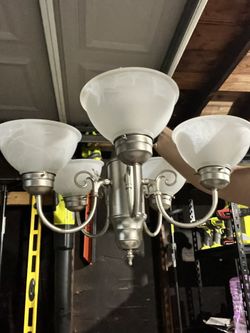 5-Light Brushed Nickel Chandelier with Frosted Glass Shades