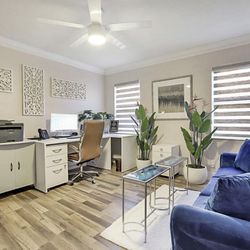 Modern Office + Lounge Setup (Desk, Chair, Couch, Tables) – Clean & Minimal