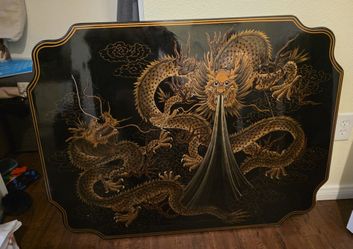 Wood Lacquered Dragon Painting