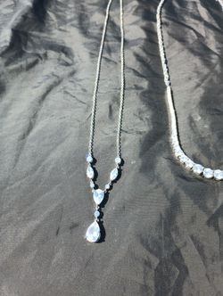 925 Silver Diamond TEAR DROP Y NECKLACE 