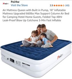 Air Mattress Queen with Built in Pump, 18" Inflatable Mattress.
