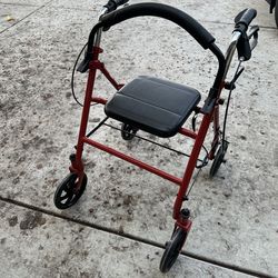 Red Rollator Walker with Seat