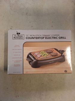 The Home Marketplace 13" Non-Stick Ceramic Copper Countertop Electric Grill