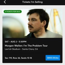 4 Morgan Wallen Tickets 