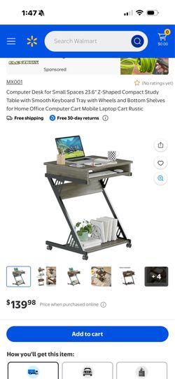 (BRAND NEW)🔥🔥🔥🔥 BLOWOUT-SALE/MX001 Z-Shaped Compact Computer Desk with Keyboard Tray and Wheels