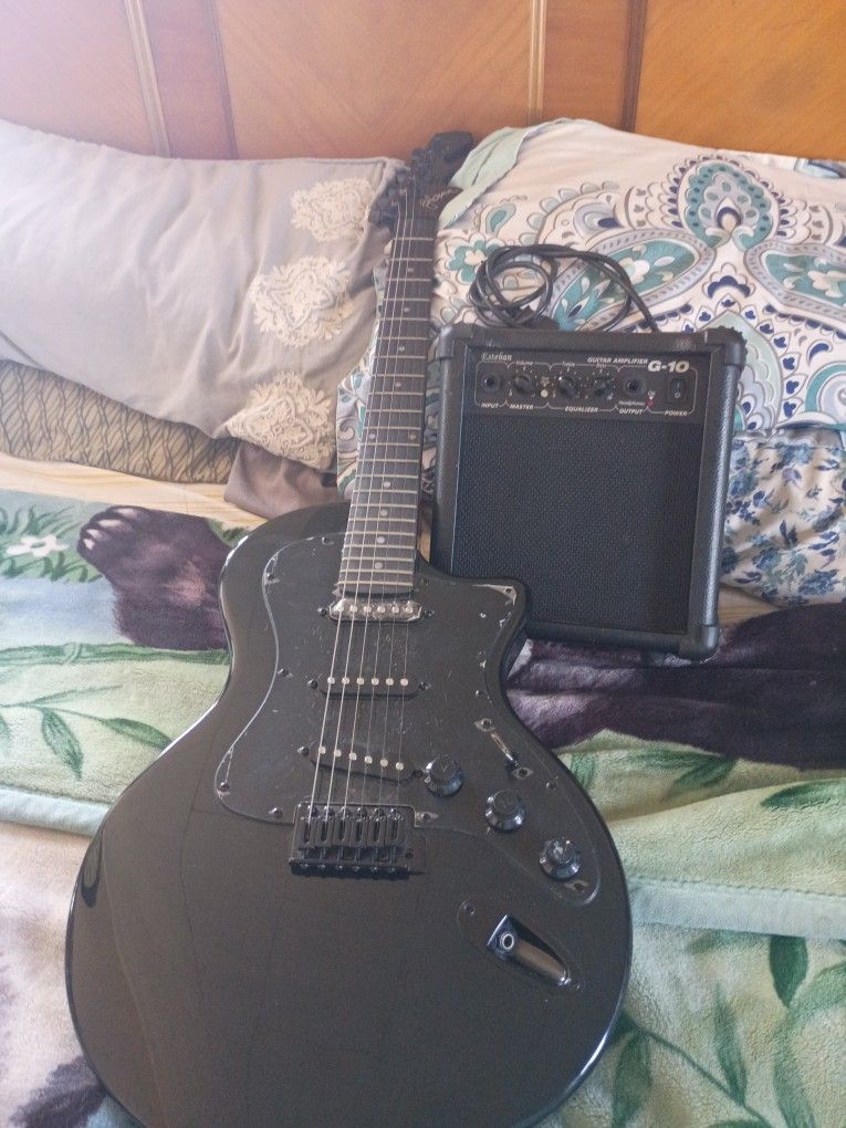 Midnight Electric Guitar With Base 