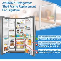 1 Shelf Frame without Glass Refrigerator Crisper Pan Cover Compatible with Frigidaire Shelf Replacement


