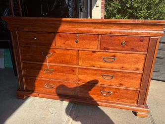 large, traditional wooden double dresser