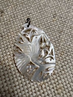 Carved Mother of Pearl Bird Pendant