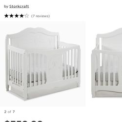 Baby Girl White Crib W/ Bow .... Comes W/ Mattress