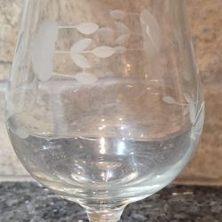 Etched Glass Goblet With Leaf Design