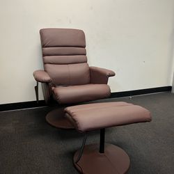 Brown Leather Recliner Chair with Ottoman Swivel Base for Living Room Office 7902
