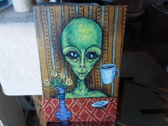 Alien coffee cup wall art
