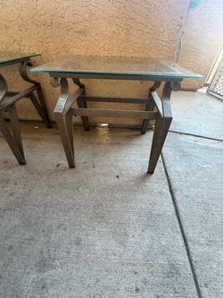 Glass Top Metal End Tables Set of 2
