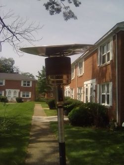 standing outdoor heater. 50000 BTU. , Patio Heater. Model: NCZ H-G50-BBPC01. Propane Tank not was. on