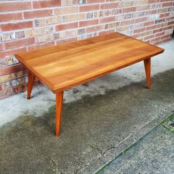 Mid Century Modern Solid Walnut Large Coffee Table Vintage