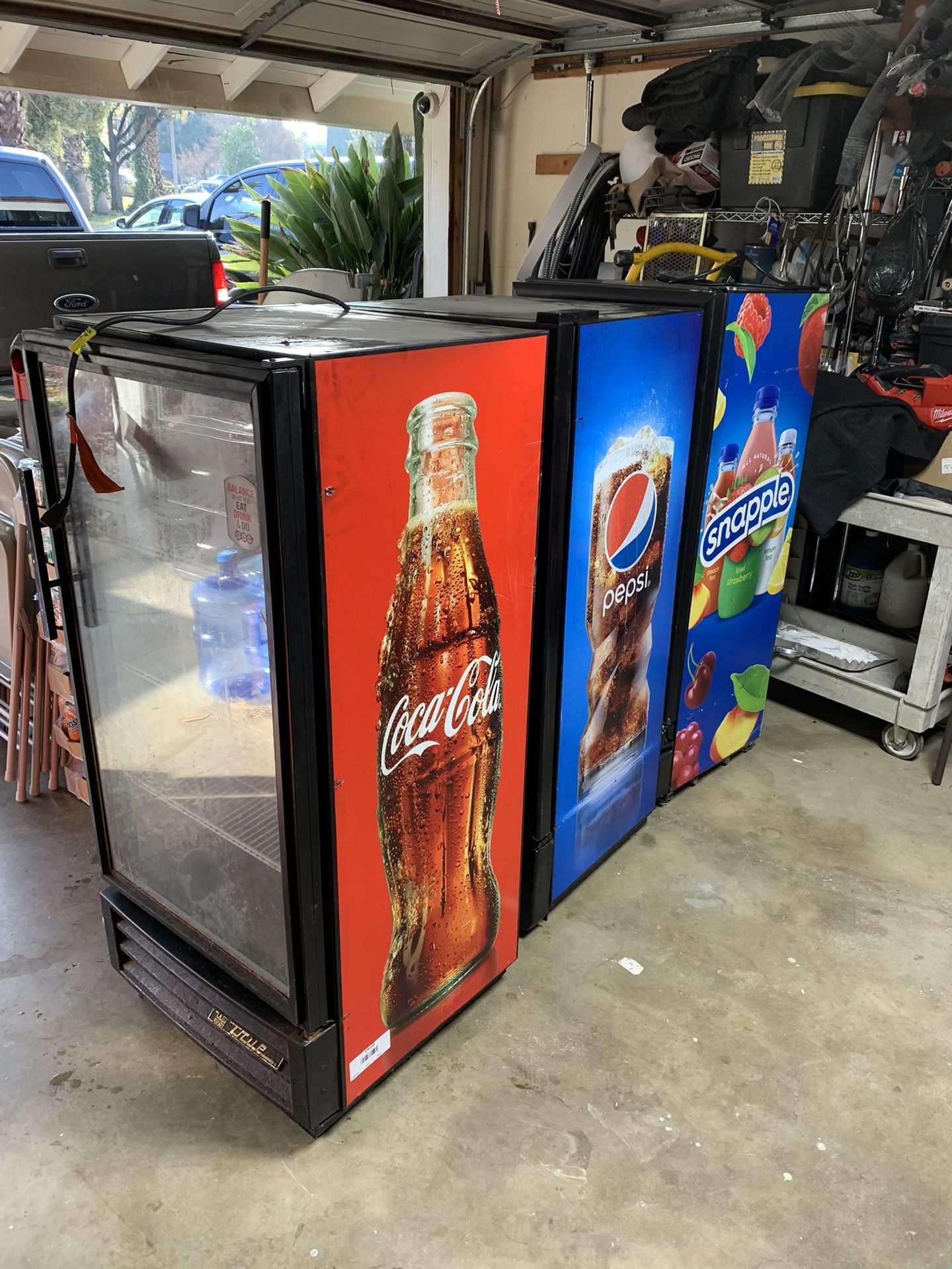 3 Beverage Coolers, $250 Coke $200 Snapple 