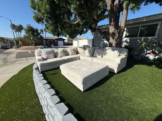 Large L-Shaped Sectional Sofa with Oversized Ottoman 4 pieces