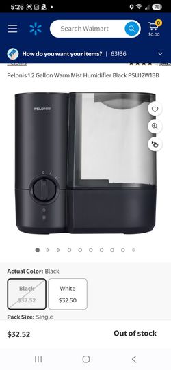 Pelonis 1.2 Gallon Warm Mist Humidifier Black