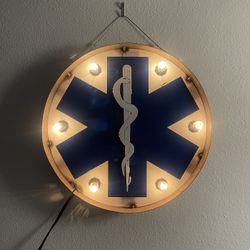EMS/EMT Metal Logo Sign with Lights