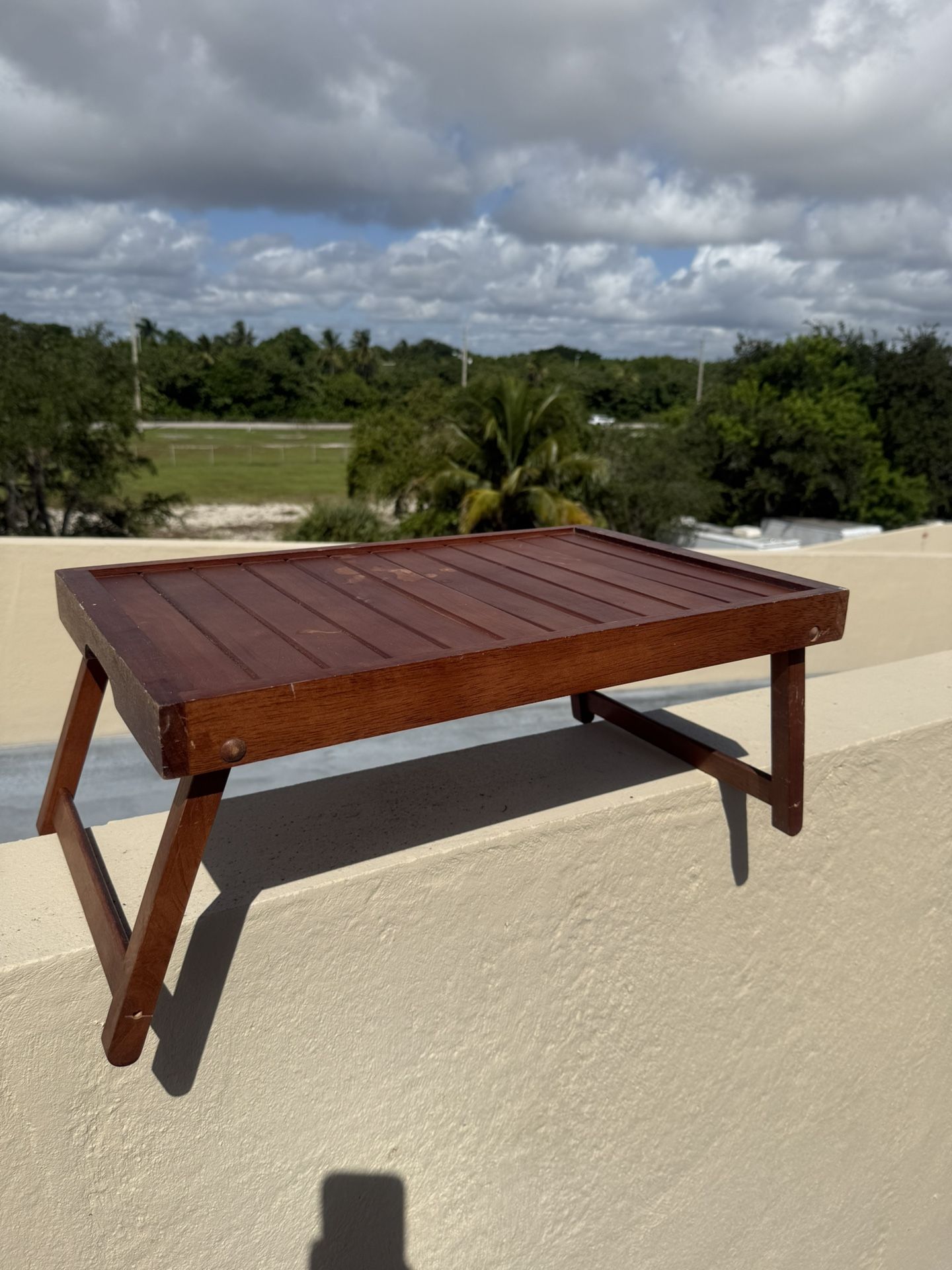 Folding Wooden Bed Tray Table – Breakfast, Laptop, Serving Tray – Made in Thailand