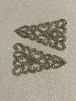 Appliques, Silver Bead Set of 2, Clothing Patch