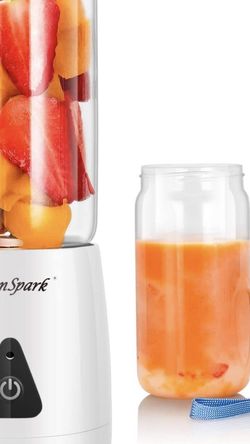Portable Blender-KamSpark Smoothie Blender USB Rechargeable Battery Operated 2000mAh, Mini Blender (12oz), 6 Blades, Glass Cup BPA Free Food Grade, De