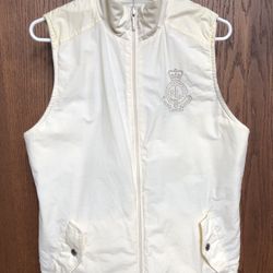 Lauren by Ralph Lauren Vintage Women's Insulated Vest Medium Cream Plaid Logo