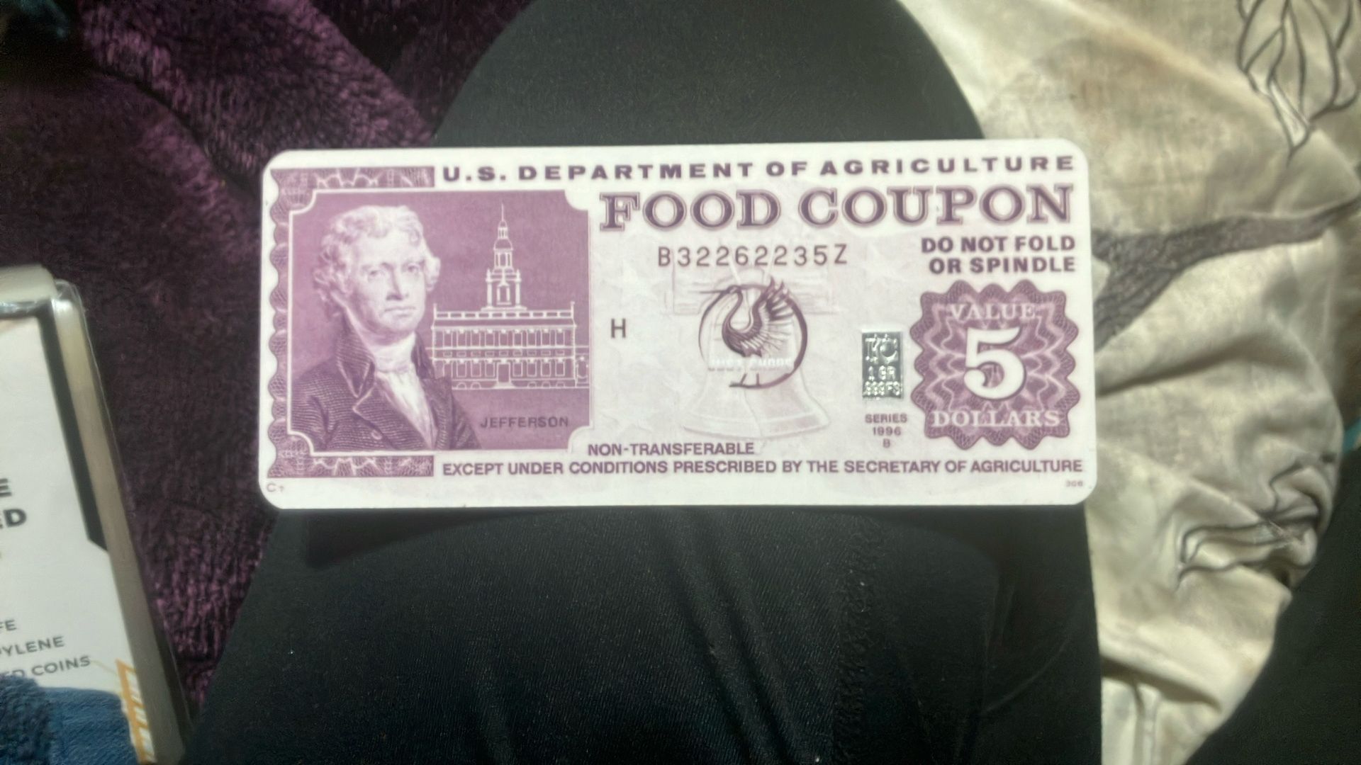 Food Stamp With A Gram Of Silver 