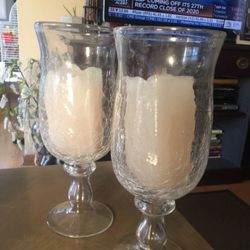 Cracked Glass Style Very Large Candle Holders