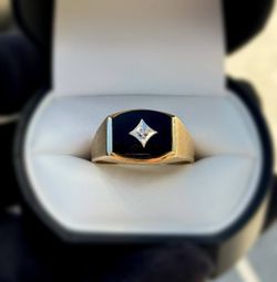 Jewelry 10k solid yellow gold onyx stone natural diamonds 3.01CTW ring size 11.50