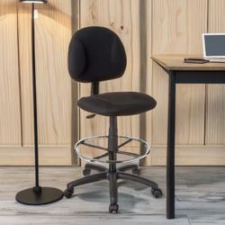 New Boss Office Products B1615-BK Ergonomic Works Drafting Chair Without Arms in Black, Mid-Back