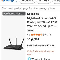 Netgear R6700 WiFi Router. 