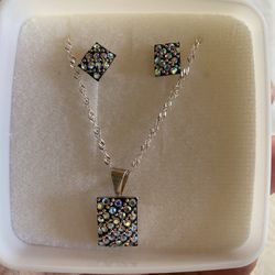 Set De Cadena Dije Con Aretes Plata 9.25