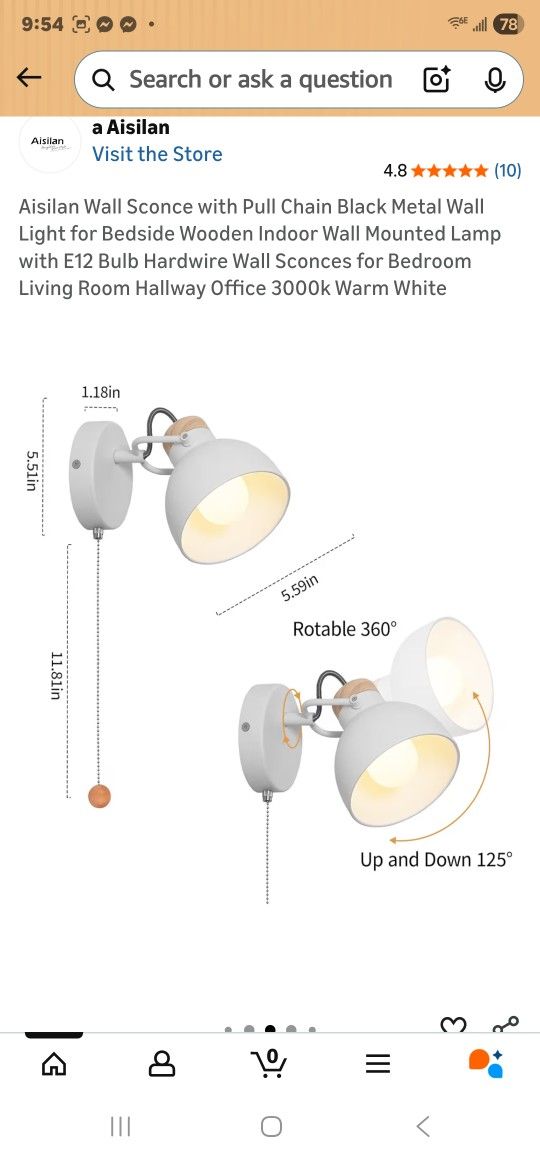 Wall Scone With Pull Chain