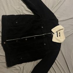 Denim fur coat