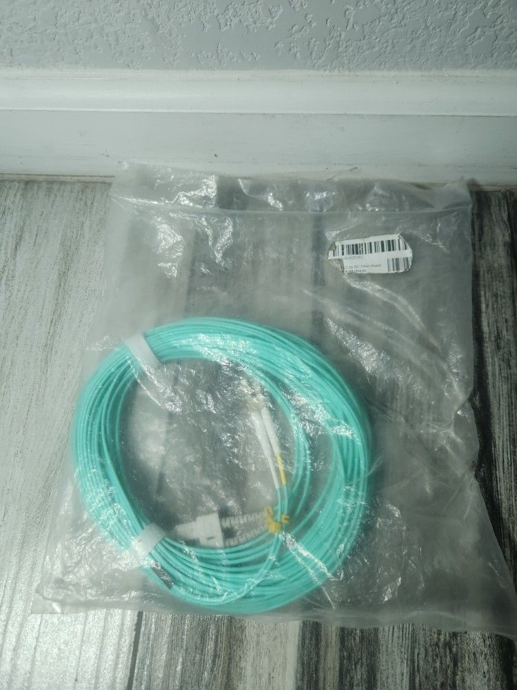 NewYork Cables Fiber Patch Cable | LC to SC Multimode Duplex OM4 50/125 Jumper Cord | 15M (49.2ft) 40gb Fiber Optic Cable (Aqua)
