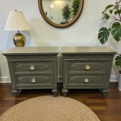 Vintage Green Nightstand Set 