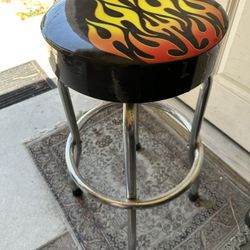 Flaming Garage Stool