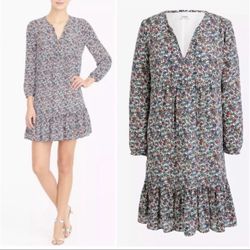 J. Crew Floral Dress Ruffle Hem