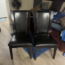 Great Moving Deal 2 Great Condition Black Leather Dining Chairs 