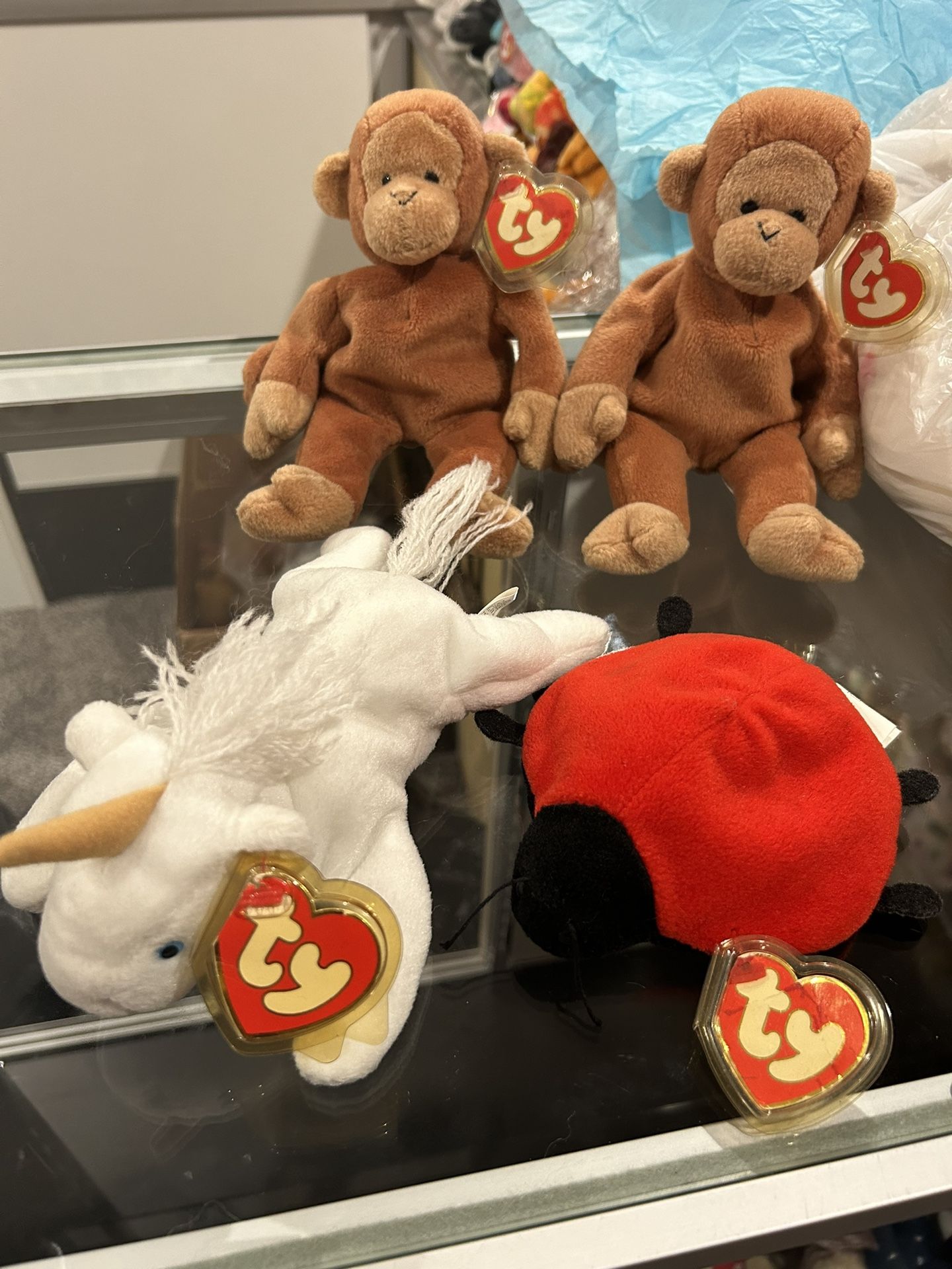 TY Beanie Babies BONGO, LUCKY MYSTIC 3rd Gen hang tag RARE