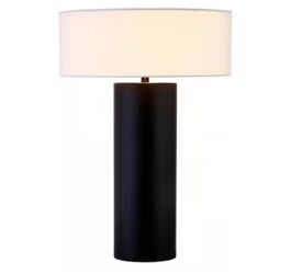 Meyer&Cross Wells 24.25 in. Blackened Bronze Table Lamp with Fabric Shade