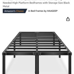 TALL - Black Metal Bed Frame Queen Size